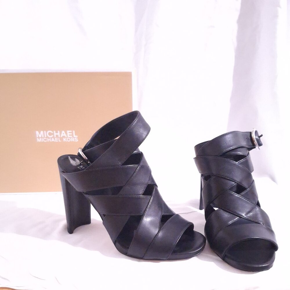 Women MICHAEL KORS Alana Caged Block Heel Sandals, Black, Size 6.5 M